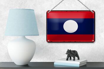 Signe en étain drapeau du Laos 18x12cm, drapeau rétro du Laos, décoration 4