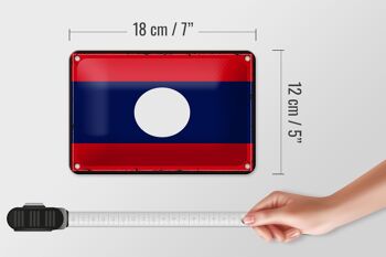 Signe en étain drapeau du Laos 18x12cm, drapeau rétro du Laos, décoration 5