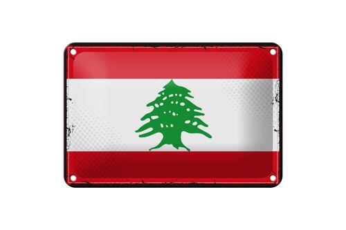Blechschild Flagge Libanon 18x12cm Retro Flag of Lebanon Dekoration