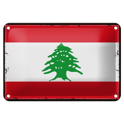 Blechschild Flagge Libanon 18x12cm Retro Flag of Lebanon Dekoration