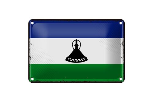 Blechschild Flagge Lesothos 18x12cm Retro Flag of Lesotho Dekoration
