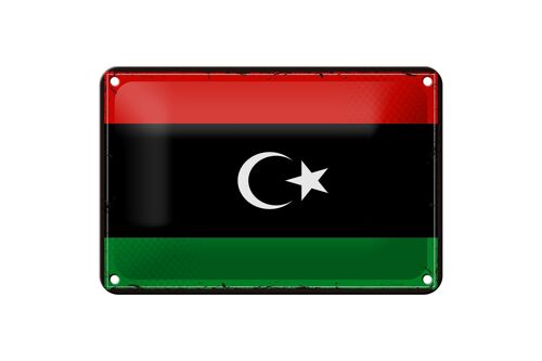 Blechschild Flagge Libyens 18x12cm Retro Flag of Libya Dekoration