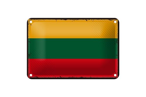 Blechschild Flagge Litauens 18x12cm Retro Flag of Lithuania Dekoration
