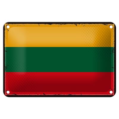 Targa in metallo Bandiera della Lituania 18x12 cm Decorazione con bandiera retrò della Lituania