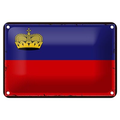Targa in metallo Bandiera Liechtenstein 18x12 cm Decorazione bandiera retrò