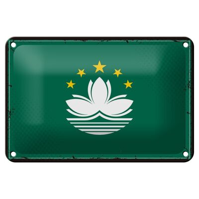 Signe en étain drapeau de Macao 18x12cm, drapeau rétro de décoration de Macao