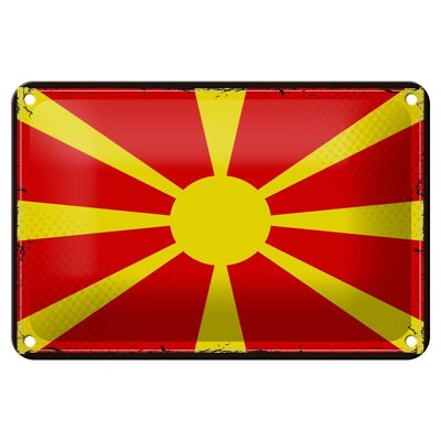 Targa in metallo Bandiera della Macedonia 18x12 cm Decorazione della bandiera retrò della Macedonia