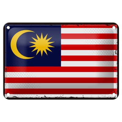 Targa in metallo Bandiera della Malesia 18x12 cm Decorazione con bandiera retrò della Malesia