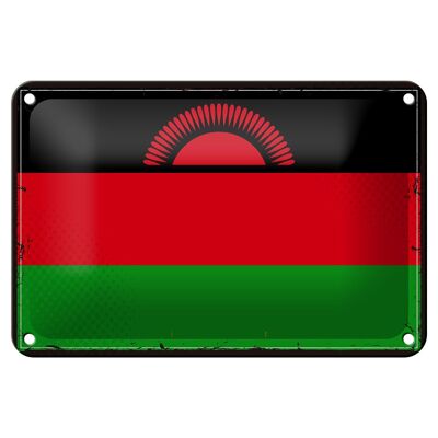 Signe en étain drapeau du Malawi 18x12cm, drapeau rétro du Malawi, décoration