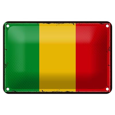 Signe en étain drapeau du Mali 18x12cm, drapeau rétro du Mali, décoration