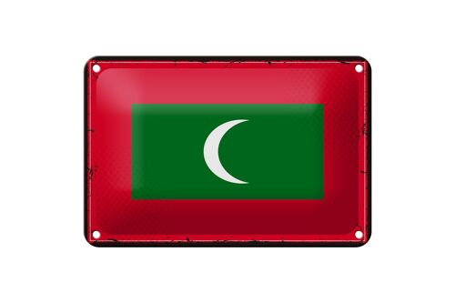 Blechschild Flagge Malediven 18x12cm Retro Flag Maldives Dekoration