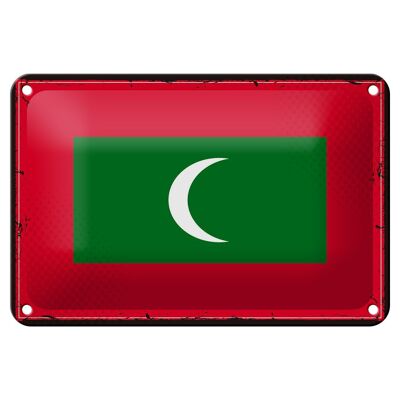 Blechschild Flagge Malediven 18x12cm Retro Flag Maldives Dekoration