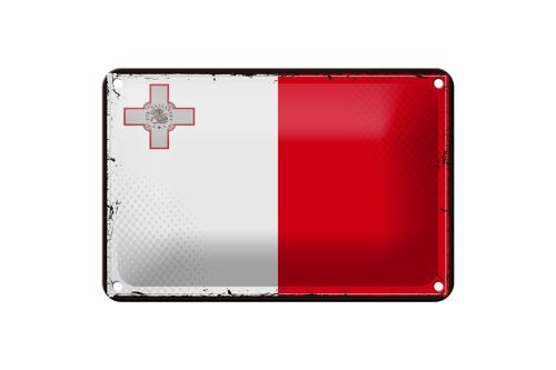 Blechschild Flagge Maltas 18x12cm Retro Flag of Malta Dekoration