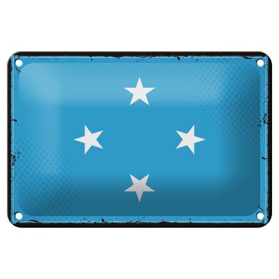 Targa in metallo Bandiera della Micronesia 18x12 cm Decorazione retrò Micronesia