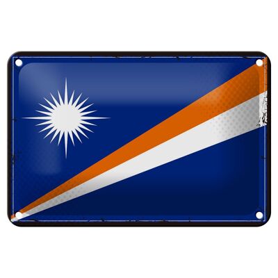 Cartel de chapa con bandera de las Islas Marshall, decoración de bandera Retro, 18x12cm