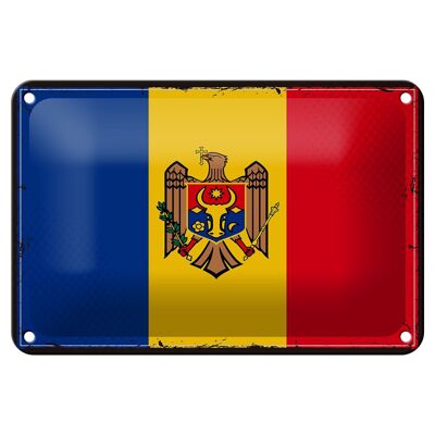 Drapeau de la Moldavie en étain, 18x12cm, décoration rétro, drapeau de la Moldavie