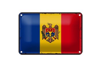 Drapeau de la Moldavie en étain, 18x12cm, décoration rétro, drapeau de la Moldavie 1