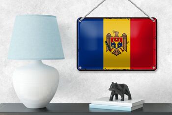 Drapeau de la Moldavie en étain, 18x12cm, décoration rétro, drapeau de la Moldavie 4