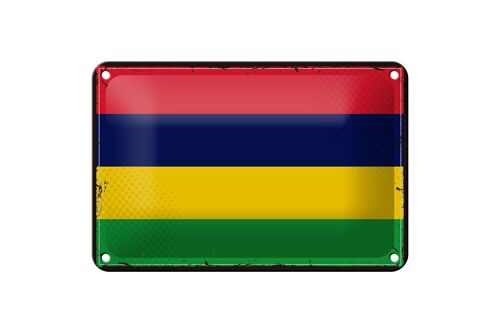 Blechschild Flagge Mauritius 18x12cm Retro Flag Mauritius Dekoration