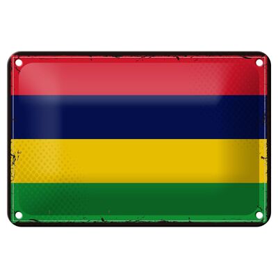 Cartel de hojalata Bandera de Mauricio, 18x12cm, bandera Retro, decoración de Mauricio