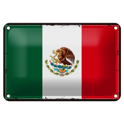 Cartel de hojalata Bandera de México, 18x12cm, decoración Retro de la bandera de México