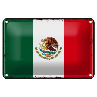 Blechschild Flagge Mexikos 18x12cm Retro Flag of Mexico Dekoration