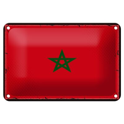 Cartel de chapa con bandera de Marruecos, decoración Retro de bandera de Marruecos, 18x12cm