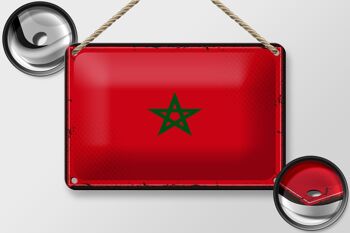 Signe en étain drapeau du maroc 18x12cm, drapeau rétro du maroc, décoration 2