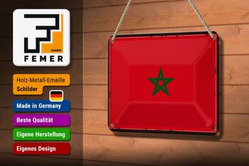 Signe en étain drapeau du maroc 18x12cm, drapeau rétro du maroc, décoration 3