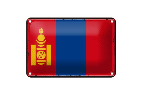 Blechschild Flagge Mongolei 18x12cm Retro Flag of Mongolia Dekoration