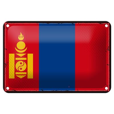 Blechschild Flagge Mongolei 18x12cm Retro Flag of Mongolia Dekoration