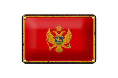 Blechschild Flagge Montenegro 18x12cm Retro Flag Montenegro Dekoration