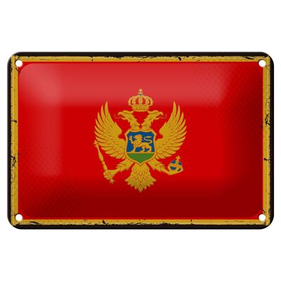 Targa in metallo Bandiera Montenegro 18x12 cm Decorazione bandiera retrò Montenegro