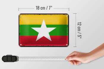 Panneau métallique drapeau du Myanmar 18x12cm, drapeau rétro du Myanmar, décoration 5