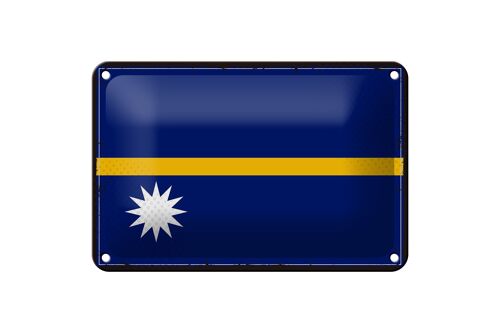 Blechschild Flagge Naurus 18x12cm Retro Flag of Nauru Dekoration