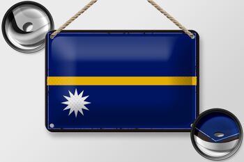 Signe en étain drapeau de Nauru 18x12cm, drapeau rétro de décoration de Nauru 2