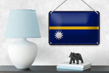 Signe en étain drapeau de Nauru 18x12cm, drapeau rétro de décoration de Nauru 4