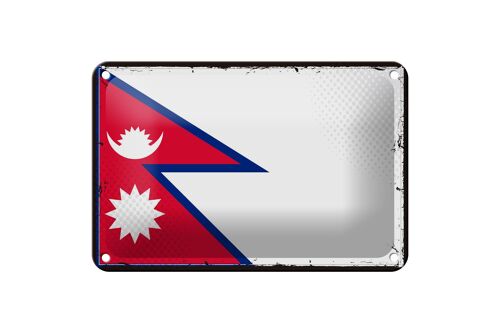 Blechschild Flagge Nepals 18x12cm Retro Flag of Nepal Dekoration