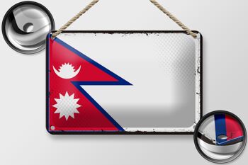 Signe en étain drapeau du népal 18x12cm, drapeau rétro du népal, décoration 2