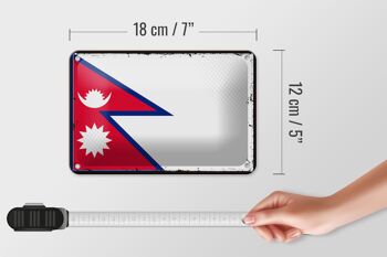 Signe en étain drapeau du népal 18x12cm, drapeau rétro du népal, décoration 5