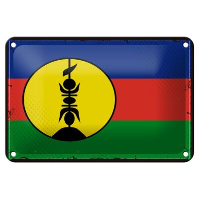 Targa in metallo Bandiera Nuova Caledonia 18x12 cm Decorazione bandiera retrò