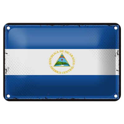 Targa in metallo Bandiera del Nicaragua 18x12 cm Decorazione bandiera retrò del Nicaragua