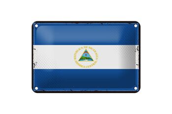 Drapeau du Nicaragua en étain, 18x12cm, drapeau rétro, décoration du Nicaragua 1