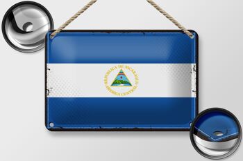 Drapeau du Nicaragua en étain, 18x12cm, drapeau rétro, décoration du Nicaragua 2