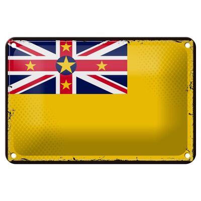Cartel de chapa con bandera de Niue, 18x12cm, decoración Retro de bandera de Niue