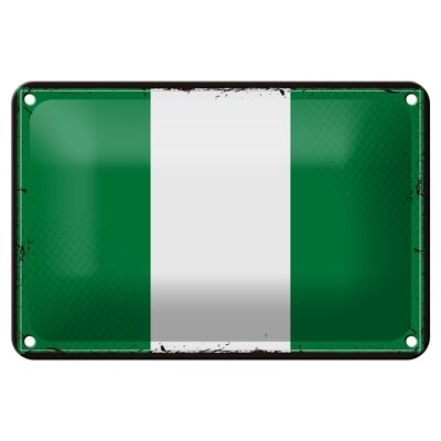 Targa in metallo Bandiera della Nigeria 18x12 cm Decorazione con bandiera retrò della Nigeria
