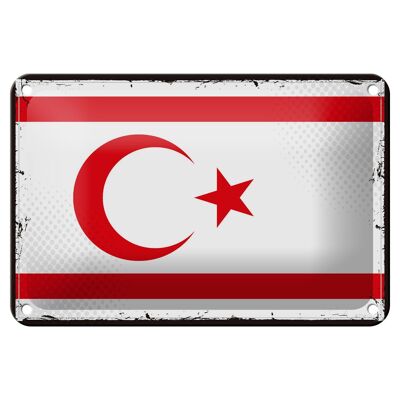 Cartel de chapa con bandera del norte de Chipre, decoración de bandera Retro de 18x12cm