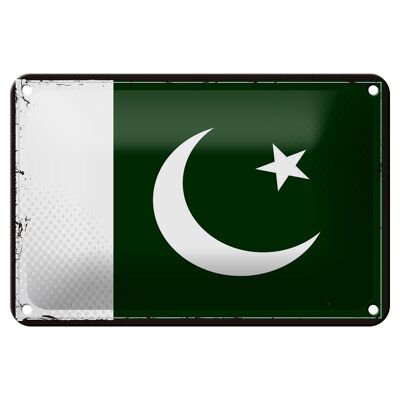 Targa in metallo Bandiera del Pakistan 18x12 cm Decorazione con bandiera retrò del Pakistan