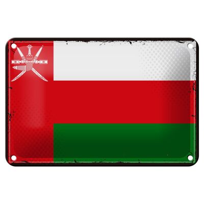 Targa in metallo Bandiera dell'Oman 18x12 cm Decorazione con bandiera retrò dell'Oman