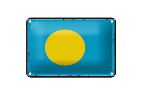 Blechschild Flagge Palaus 18x12cm Retro Flag of Palau Dekoration